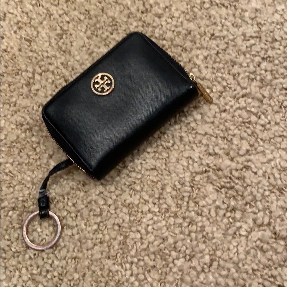 Black Tory Burch key chain wallet